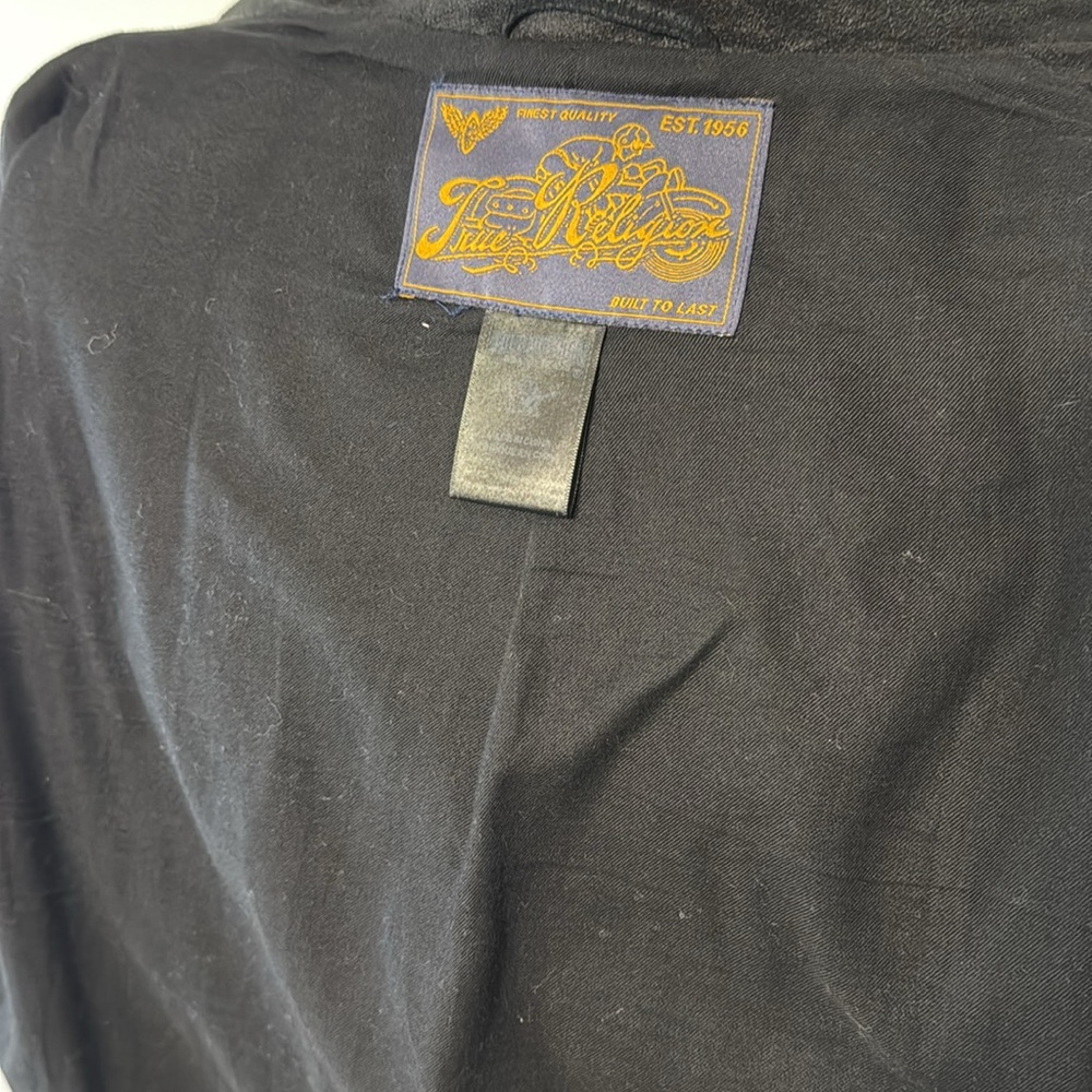 True Religion Goat Skin Leather Jacket Vintage Black - Picture 2 of 5